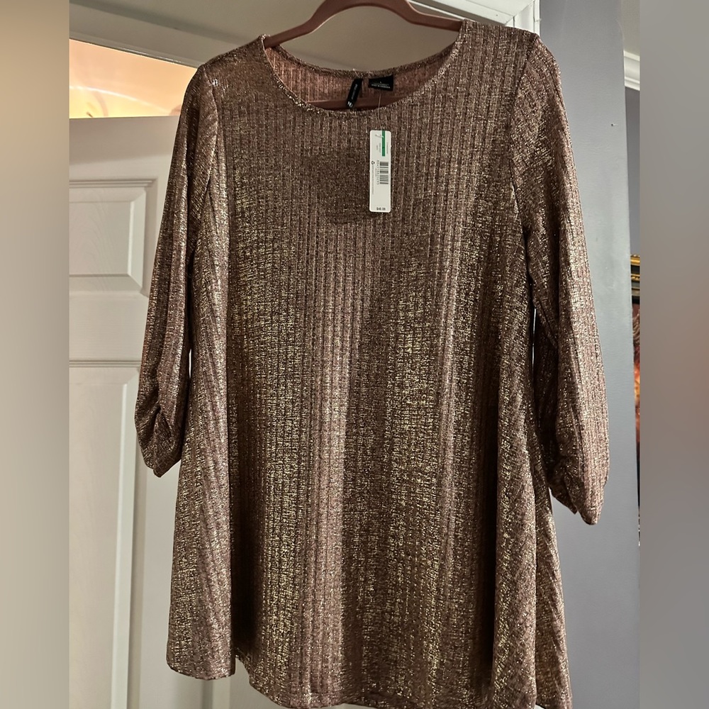 New Directions Knit Tunic Rose Gold Size L NWT